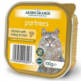 Пастет за котки Arden Grange - с пилешко месо, пуешко месо и шунка